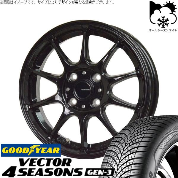 グッドイヤー ベクター4シーズンズ GEN-3 205/55R16 + Gスピード G07 メタリックブラック 16インチ 6J +43 4H100P オールシーズン・ホイール4本セット。1枚目。