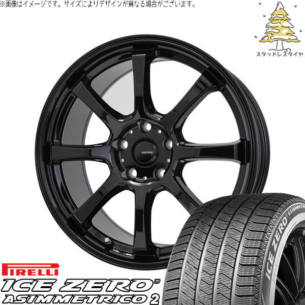 ピレリ アイスゼロアシンメトリコ2 215/60R17 + Gスピード G08 メタリックブラック 17インチ 7J +55 5H114.3P スタッドレス・ホイール4本セット。1枚目。