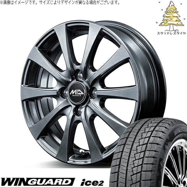 ネクセン ウィンガード アイス2 185/60R15 + MIDホイール G10 メタリックグレー 15インチ 5.5J +43 4H100P スタッドレス・ホイール4本セット。1枚目。