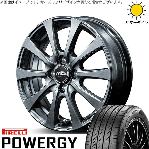 ピレリ パワジー 195/65R16 + MIDホイール G10 メタリックグレー 16インチ 6J +43 4H100P サマー・ホイール4本セット。1枚目。