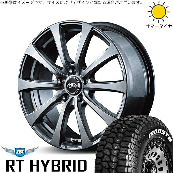 モンスタタイヤ RT ハイブリッド 215/65R16 + MIDホイール G10 メタリックグレー 16インチ 6.5J +48 5H114.3P サマー・ホイール4本セット。1枚目。