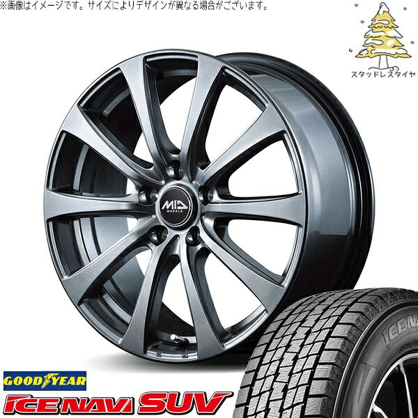 グッドイヤー アイスナビ SUV (ICENAVI SUV) 215/60R17 + MIDホイール G10 メタリックグレー 17インチ 7.0J +38 5H114.3P スタッドレス・ホイール4本セット。1枚目。