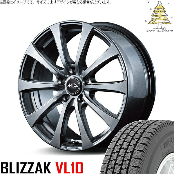 ブリヂストン ブリザック VL10 165/80R14 + MIDホイール G10 メタリックグレー 14インチ 5J +48 5H114.3P スタッドレス・ホイール4本セット。1枚目。