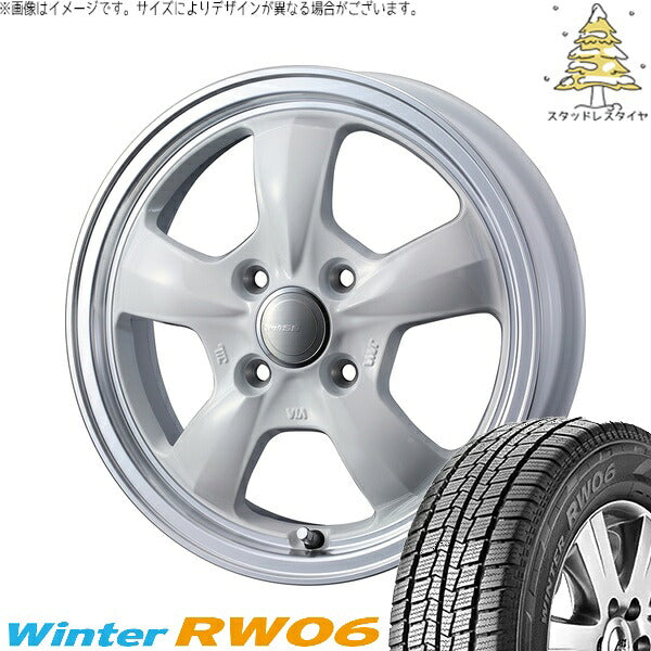 ハンコック ウィンター RW06 145R12 + グラフト 5S ホワイト/リムポリッシュ 12インチ 4J +43 4H100P スタッドレス・ホイール4本セット。1枚目。