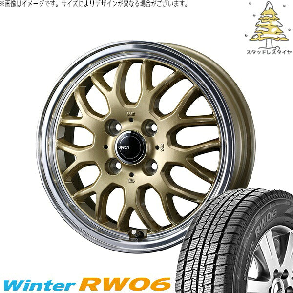 ハンコック ウィンター RW06 145R12 + グラフト 9M ゴールド/リムポリッシュ 12インチ 4J +43 4H100P スタッドレス・ホイール4本セット。1枚目。