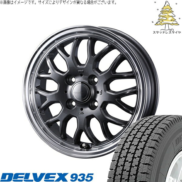 トーヨータイヤ デルベックス 935 145/80R12 + グラフト 9M ガンメタ/リムポリッシュ 12インチ 4J +43 4H100P スタッドレス・ホイール4本セット。1枚目。