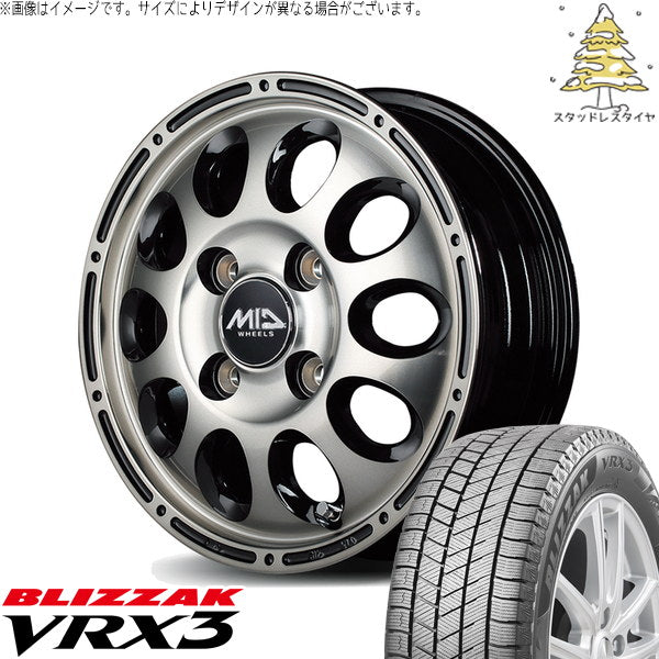 ブリヂストン ブリザック VRX3 145/80R12 + MIDホイール ガイアクロス ブラックポリッシュ/ブラッククリア 12インチ 4.00B +42 4H100P スタッドレス・ホイール4本セット。1枚目。