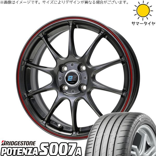 ブリヂストン ポテンザ S007A 205/55R16 + Gスピード ES01 エコスタイル ハイパーシルバー/レッドライン 16インチ 6J +43 4H100P サマー・ホイール4本セット。1枚目。