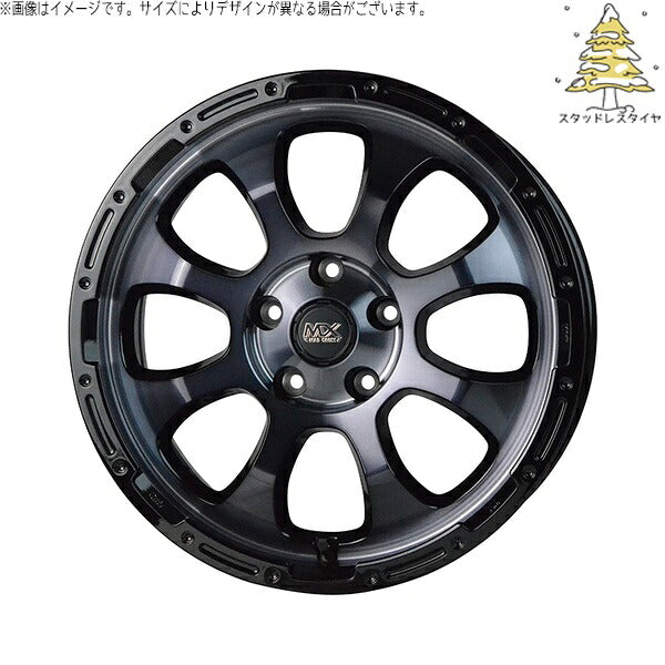 輸入スタッドレスタイヤ(銘柄指定不可) 205/60R16 + マッドクロス グレイス ブラッククリア/リムブラック 16インチ 7.0J +38 5H114.3P ホイール4本セット。1枚目。