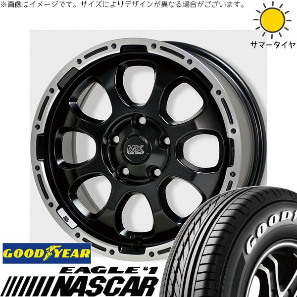 グッドイヤー イーグル ナスカー 215/60R17 + マッドクロス グレイス セミグロスブラック/リムポリッシュ 17インチ 7J +38 5H114.3P サマー・ホイール4本セット。1枚目。
