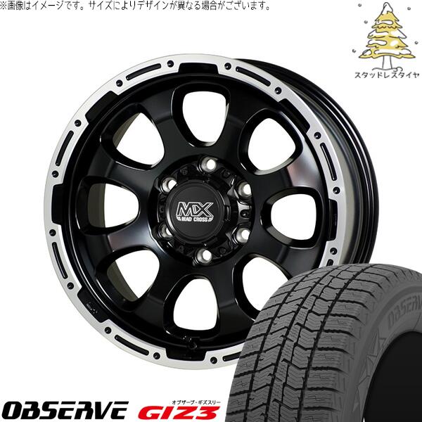 トーヨータイヤ オブザーブ GIZ3 215/65R16 + マッドクロス グレイス セミグロスブラック/リムポリッシュ 16インチ 6.5J +48 6H139.7P スタッドレス・ホイール4本セット。1枚目。