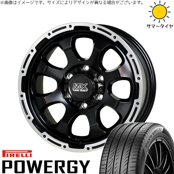 ピレリ パワジー 215/60R17 + マッドクロス グレイス セミグロスブラック/リムポリッシュ 17インチ 6.5J +38 6H139.7P サマー・ホイール4本セット。1枚目。