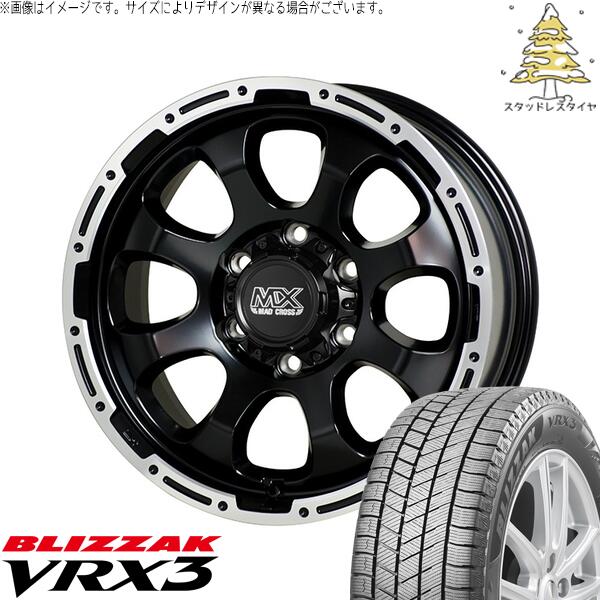 ブリヂストン ブリザック VRX3 215/70R15 + マッドクロス グレイス セミグロスブラック/リムポリッシュ 15インチ 6J +44 6H139.7P スタッドレス・ホイール4本セット。1枚目。