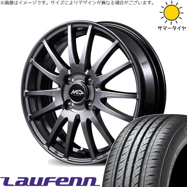 ラウフェン Gフィット AS01 LH42 185/65R15 + MIDホイール GriD メタリックグレー 15インチ 5.5J +43 4H100P サマー・ホイール4本セット。1枚目。