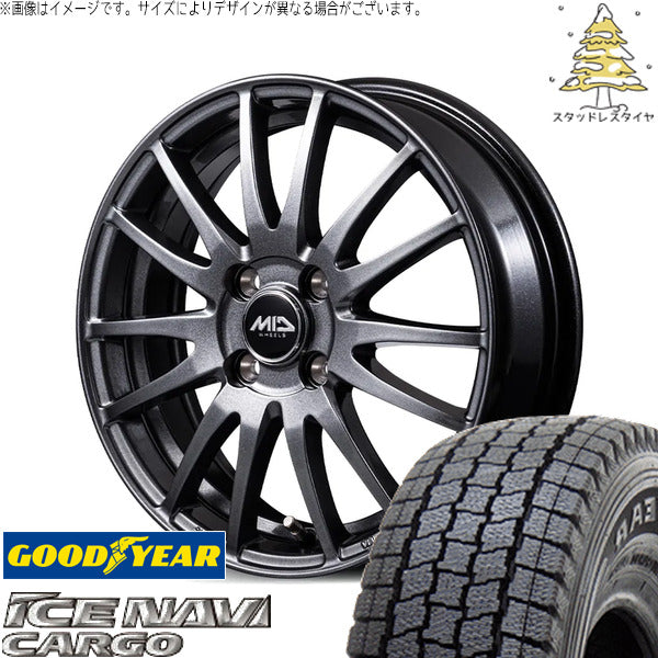 グッドイヤー アイスナビカーゴ 145/80R12 + MIDホイール GriD メタリックグレー 12インチ 3.5J +42 4H100P スタッドレス・ホイール4本セット。1枚目。