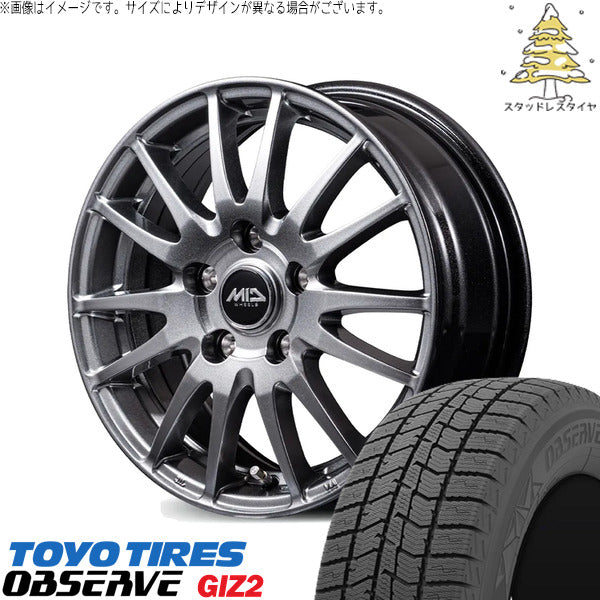 トーヨータイヤ OBSERVE 195/55R16 + MIDホイール GriD メタリックグレー 16インチ 6.5J +48 5H114.3P スタッドレス・ホイール4本セット。1枚目。