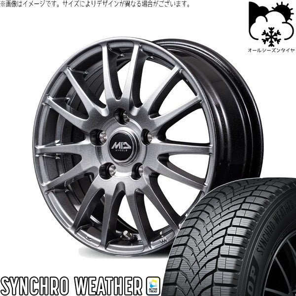ダンロップ シンクロウェザー 195/55R16 + MIDホイール GriD メタリックグレー 16インチ 6.5J +53 5H114.3P オールシーズン・ホイール4本セット。1枚目。