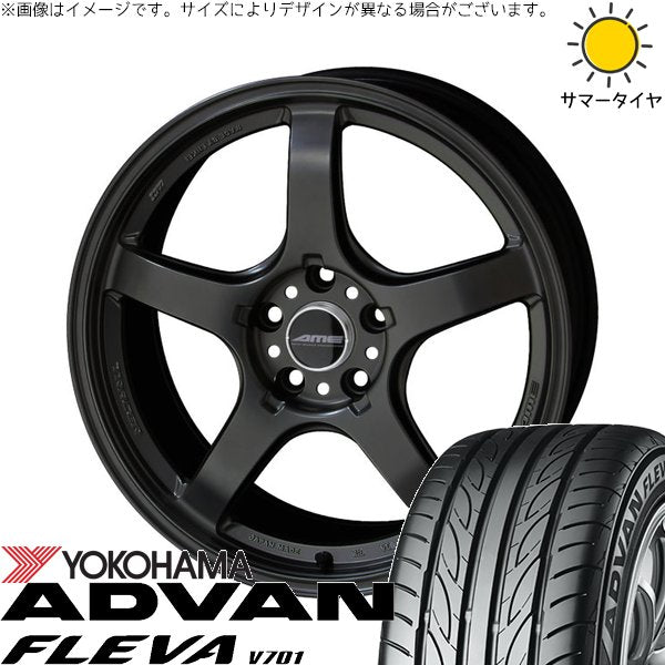 ヨコハマタイヤ アドバン フレバ V701 235/40R18 + トレーサー GT-V ガンブラック 18インチ 8.5J +38 5H114.3P サマー・ホイール4本セット。1枚目。