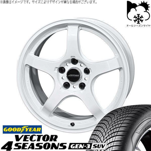 グッドイヤー ベクター4シーズンズ GEN-3 SUV 225/65R17 + トレーサー GT-V レーシングホワイト 17インチ 7.5J +48 5H114.3P オールシーズン・ホイール4本セット。1枚目。