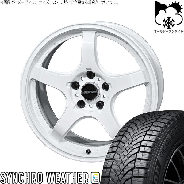 ダンロップ シンクロウェザー 215/55R17 + トレーサー GT-V レーシングホワイト 17インチ 7.5J +48 5H114.3P オールシーズン・ホイール4本セット。1枚目。