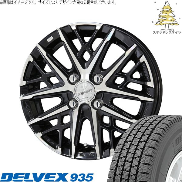 トーヨータイヤ デルベックス 935 145/80R13 + スマック グレイヴ サファイアブラックポリッシュ 13インチ 4.00B +45 4H100P スタッドレス・ホイール4本セット。1枚目。
