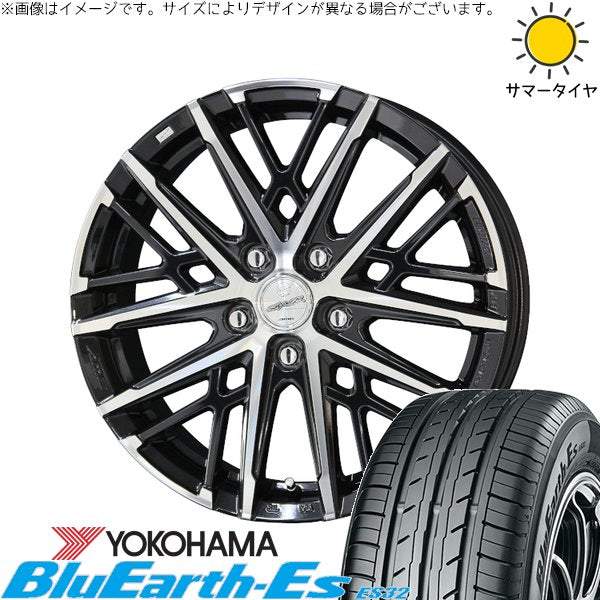 ヨコハマタイヤ ブルーアース ES32 195/60R16 + スマック グレイヴ サファイアブラックポリッシュ 16インチ 6.5J +45 5H114.3P サマー・ホイール4本セット。1枚目。