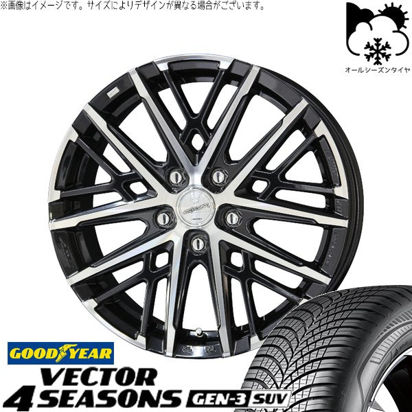 グッドイヤー ベクター4シーズンズ GEN-3 SUV 225/65R17 + スマック グレイヴ サファイアブラックポリッシュ 17インチ 7J +45 5H100P オールシーズン・ホイール4本セット。1枚目。