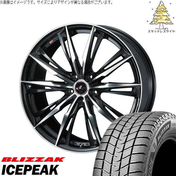 ブリヂストン ブリザック ICEPEAK 225/60R18 + レオニス GX パールブラック/ミラーカット 18インチ 7J +55 5H114.3P スタッドレス・ホイール4本セット。1枚目。