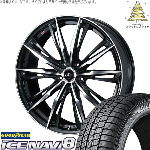グッドイヤー アイスナビ8 225/45R19 + レオニス GX パールブラック/ミラーカット 19インチ 7.5J +53 5H114.3P スタッドレス・ホイール4本セット。1枚目。