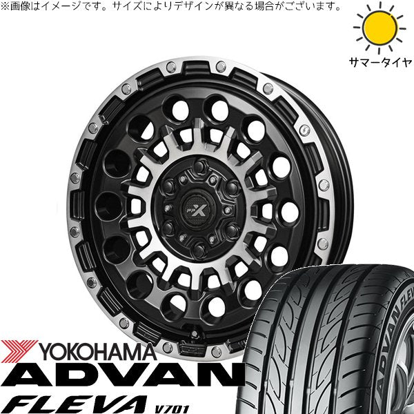 ヨコハマタイヤ アドバン フレバ V701 165/50R15 + PPX GX14 マットブラックポリッシュ 15インチ 4.5J +45 4H100P サマー・ホイール4本セット。1枚目。