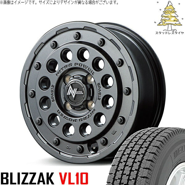 ブリヂストン ブリザック VL10 165/80R14 + ナイトロパワー H12 ショットガン バレルブラック 14インチ 5.5J +40 4H100P スタッドレス・ホイール4本セット。1枚目。