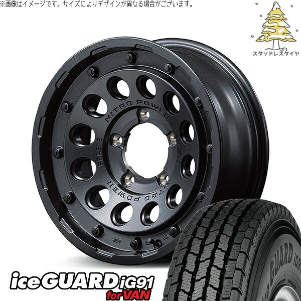 ヨコハマタイヤ アイスガード91 IG91 225/75R16 + ナイトロパワー H12 ショットガン バレルブラック 16インチ 6J -5 5H139.7P スタッドレス・ホイール4本セット。1枚目。