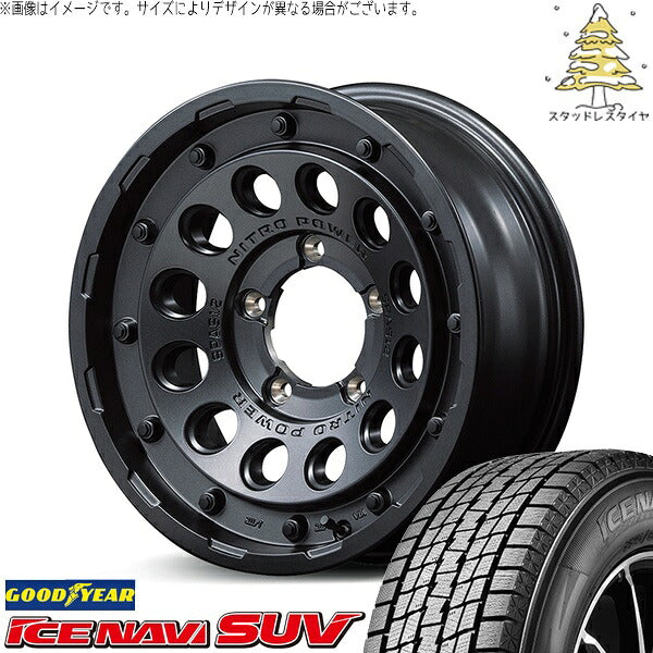 グッドイヤー アイスナビ SUV (ICENAVI SUV) 225/70R16 + ナイトロパワー H12 ショットガン バレルブラック 16インチ 5.5J +20 5H139.7P スタッドレス・ホイール4本セット。1枚目。