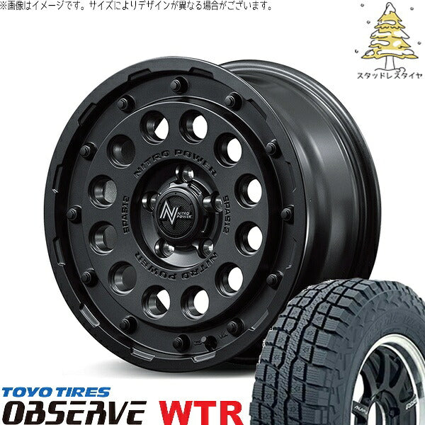 トーヨータイヤ オブザーブ W/T-R 225/70R16 + ナイトロパワー H12 ショットガン バレルブラック 16インチ 7J +40 5H114.3P スタッドレス・ホイール4本セット。1枚目。