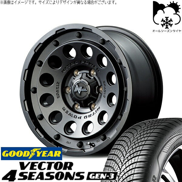 グッドイヤー ベクター4シーズンズ GEN-3 215/65R16 + ナイトロパワー H12 ショットガン バレルブラック 16インチ 6.5J +38 6H139.7P オールシーズン・ホイール4本セット。1枚目。