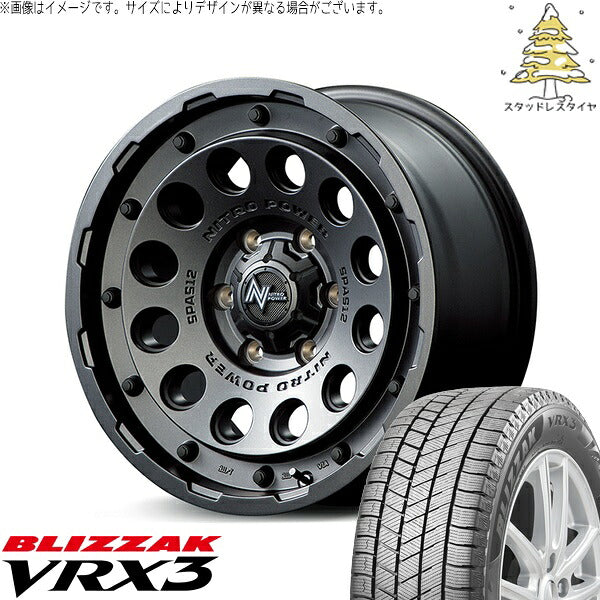 ブリヂストン ブリザック VRX3 215/70R15 + ナイトロパワー H12 ショットガン バレルブラック 15インチ 6J +33 6H139.7P スタッドレス・ホイール4本セット。1枚目。