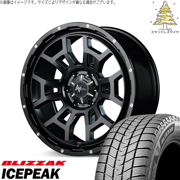 ブリヂストン ブリザック ICEPEAK 215/70R16 + ナイトロパワー H6 スラッグ セミグロスブラック/マシニング 16インチ 6.5J +38 6H139.7P スタッドレス・ホイール4本セット。1枚目。