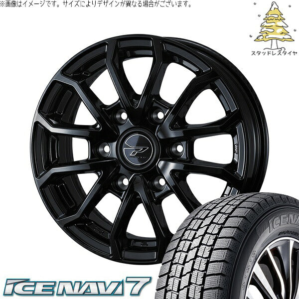 グッドイヤー アイスナビ7 215/70R15 + プロディータ HC3 ブラック 15インチ 6J +33 6H139.7P スタッドレス・ホイール4本セット。1枚目。