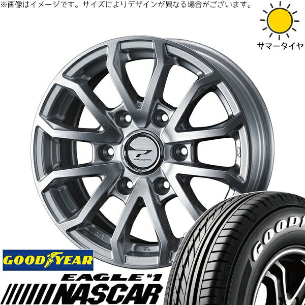 グッドイヤー イーグル ナスカー 195/80R15 + プロディータ HC3 シルバー 15インチ 5.5J +42 6H139.7P サマー・ホイール4本セット。1枚目。
