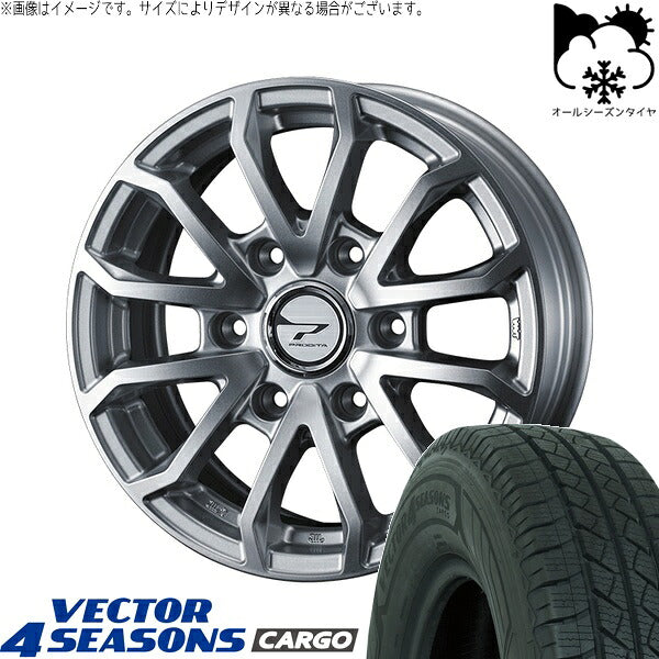 グッドイヤー ベクター4シーズンズ カーゴ 195/80R15 + プロディータ HC3 シルバー 15インチ 6J +33 6H139.7P オールシーズン・ホイール4本セット。1枚目。