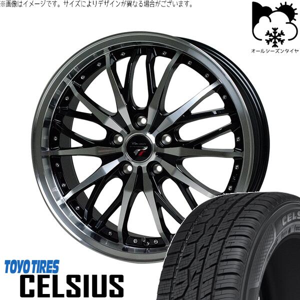 トーヨータイヤ セルシアス 225/55R18 + プレシャス HM-3 メタリックブラックポリッシュ 18インチ 7J +48 5H100P オールシーズン・ホイール4本セット。1枚目。