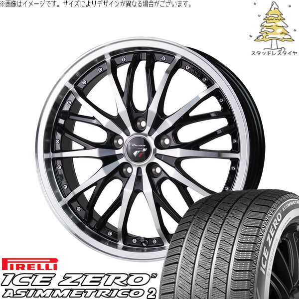 ピレリ アイスゼロアシンメトリコ2 215/60R17 + プレシャス HM-3 メタリックブラックポリッシュ 17インチ 7J +50 5H114.3P スタッドレス・ホイール4本セット。1枚目。