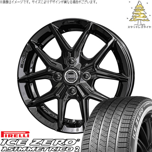 ピレリ アイスゼロアシンメトリコ2 225/45R18 + スマック IG-TEC グロスブラック 18インチ 7.5J +38 5H114.3P スタッドレス・ホイール4本セット。1枚目。