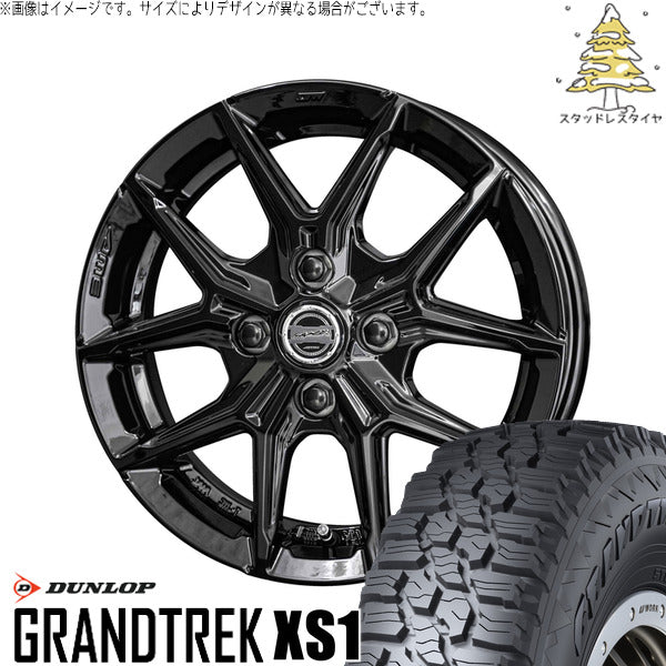 ダンロップ グラントレック XS1 215/70R16 + スマック IG-TEC グロスブラック 16インチ 6.5J +42 5H114.3P スタッドレス・ホイール4本セット。1枚目。