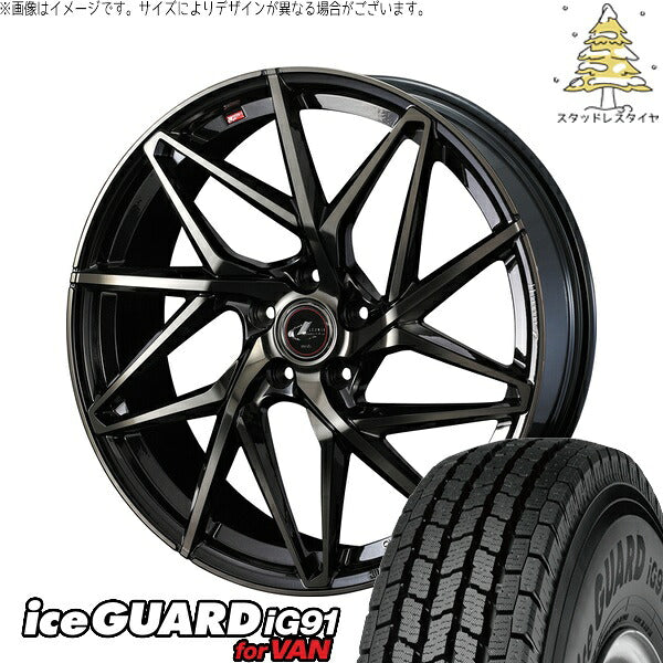 ヨコハマタイヤ アイスガード91 IG91 185/65R15 + レオニス IT パールブラックミラーカット/チタントップ 15インチ 6J +45 5H100P スタッドレス・ホイール4本セット。1枚目。