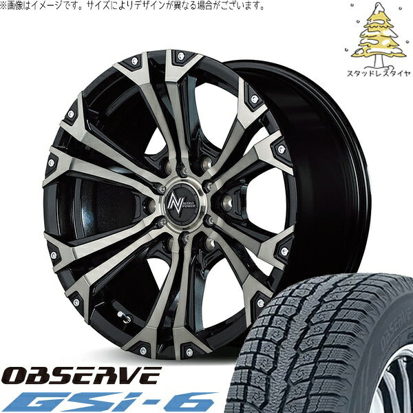 トーヨータイヤ オブザーブ Gsi-6 215/70R16 + ナイトロパワー ジャベリン メタリックポリッシュ/ブラッククリア/ピアスミルド 16インチ 6.5J +38 6H139.7P スタッドレス・ホイール4本セット。1枚目。