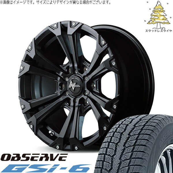 トーヨータイヤ オブザーブ Gsi-6 215/70R16 + ナイトロパワー ジャベリン セミグロスブラック/ピアスミルド 16インチ 6.5J +38 6H139.7P スタッドレス・ホイール4本セット。1枚目。