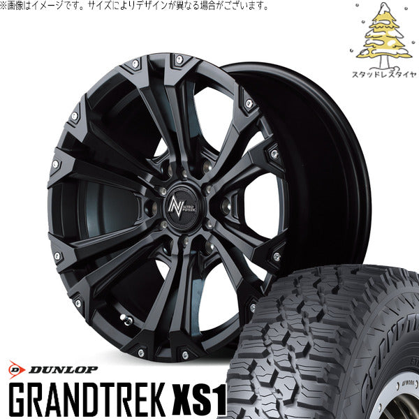 ダンロップ グラントレック XS1 215/70R16 + ナイトロパワー ジャベリン セミグロスブラック/ピアスミルド 16インチ 6.5J +38 6H139.7P スタッドレス・ホイール4本セット。1枚目。