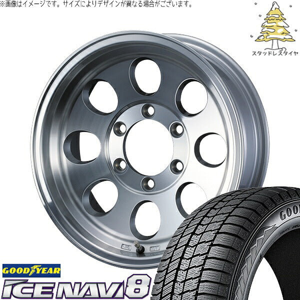 グッドイヤー アイスナビ8 195/65R16 + ジムライン タイプ2 ポリッシュ 16インチ 7J +38 5H114.3P スタッドレス・ホイール4本セット。1枚目。
