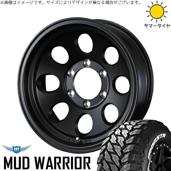 モンスタタイヤ マッドウォーリア 215/70R16 + ジムライン タイプ2 マットブラック 16インチ 6J -5 5H139.7P サマー・ホイール4本セット。1枚目。